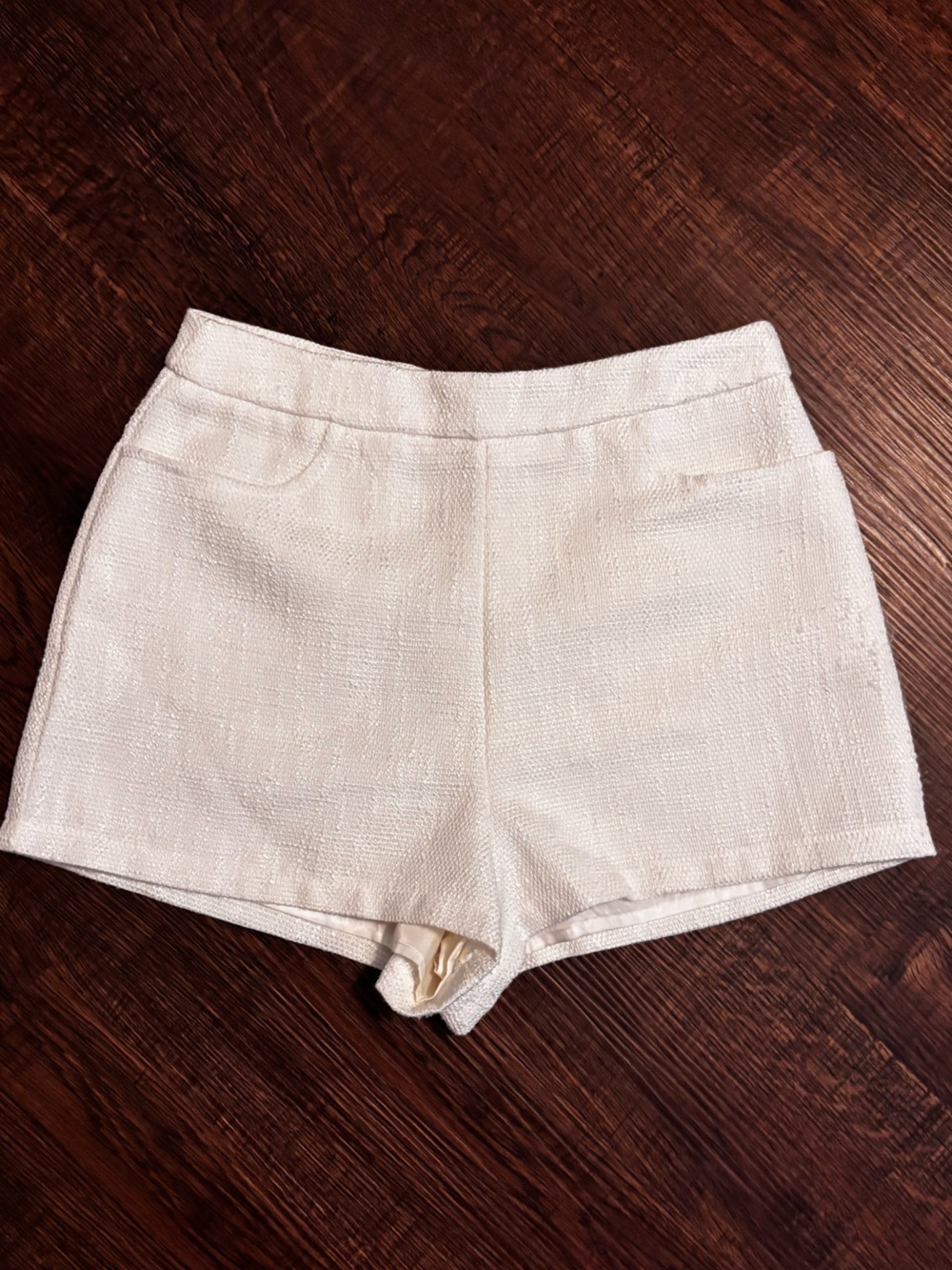 Lulu's Cream High-Waist Textured Shorts